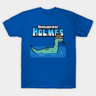 Cute Sherlock Holmes Kawaii Lochness Monster Funny Cartoon T-Shirt